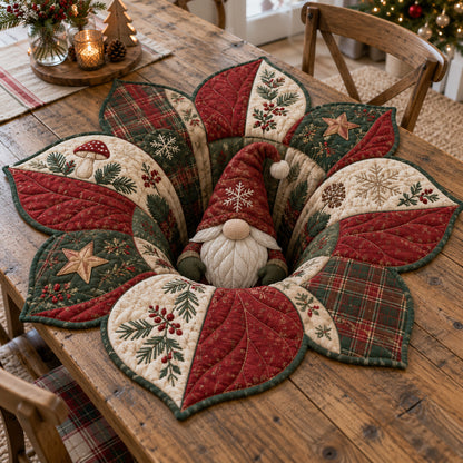 Winter Leaf Snowflake Custom Shape Quilted Table Topper SN0TV495