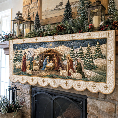 Winter Nativity Quilted Mantel Scarf SN0TV197