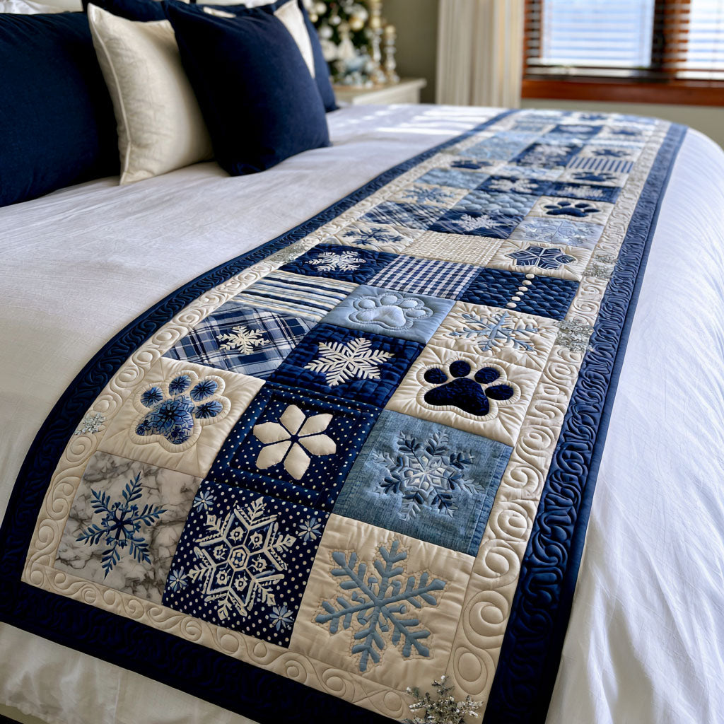 Winter Paw Blessings Quilted Bed Runner SN0PT370