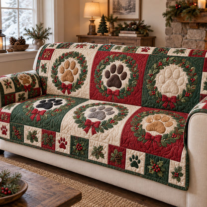 Winter Paw Blossoms Quilted Sofa Cover SN0TV395