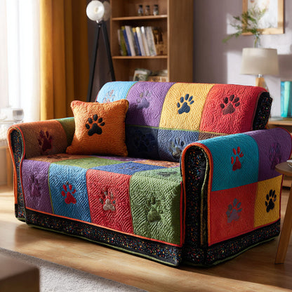 Winter Paw Comforter Quilted Sofa Cover NCU0TV873