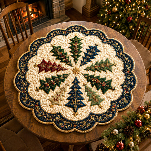 Winter Pine Custom Shape Quilted Table Topper SN0TV120