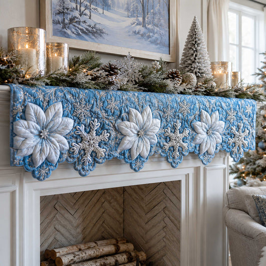Winter Poinsettia Quilted Mantel Scarf SN0TD361