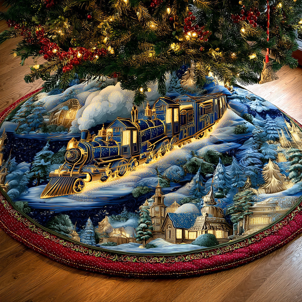 Winter Railway Christmas Quilted Tree Skirt NCU0TD1362