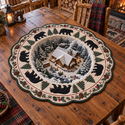 Winter Retreat Custom Shape Quilted Table Topper SN0TV703