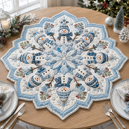 Winter Snowman Bloom Custom Shape Quilted Table Topper SN0HH0079
