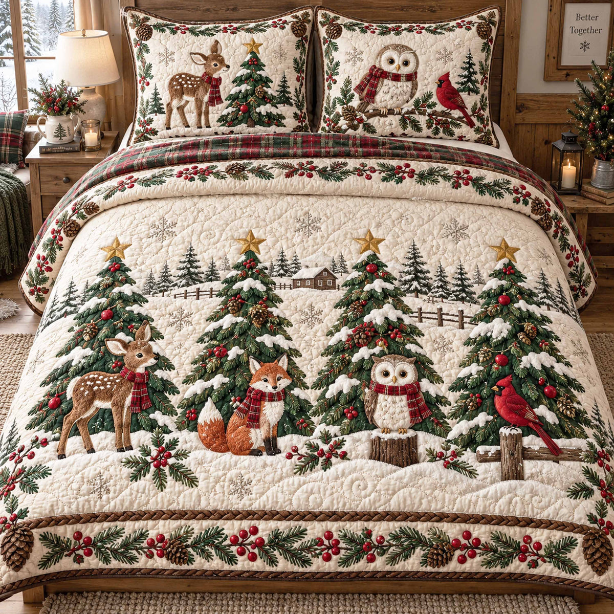 Winter Spruce 3-Piece Quilted Bedding Set SN0TD1149