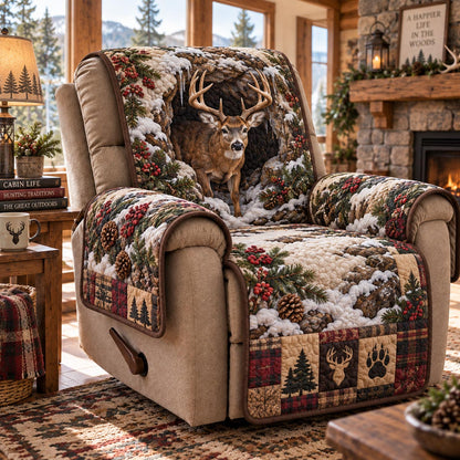Winter Stag Lodge Quilted Sofa Cover SN0DV1009
