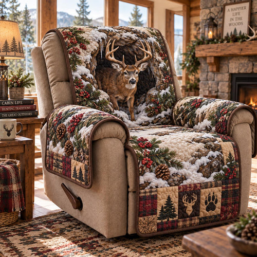 Winter Stag Lodge Quilted Sofa Cover SN0DV1009