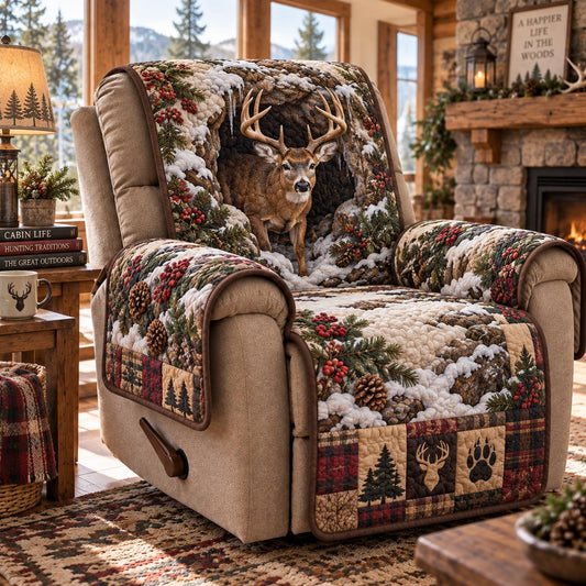 Winter Stag Lodge Quilted Sofa Cover SN0DV1009