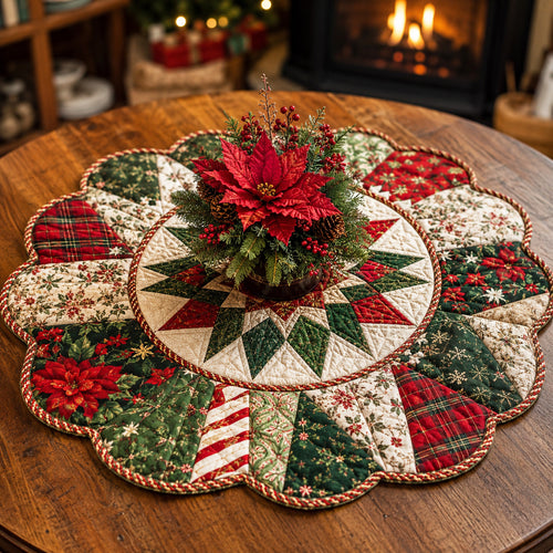 Winter Star Custom Shape Quilted Table Topper SN0TV100