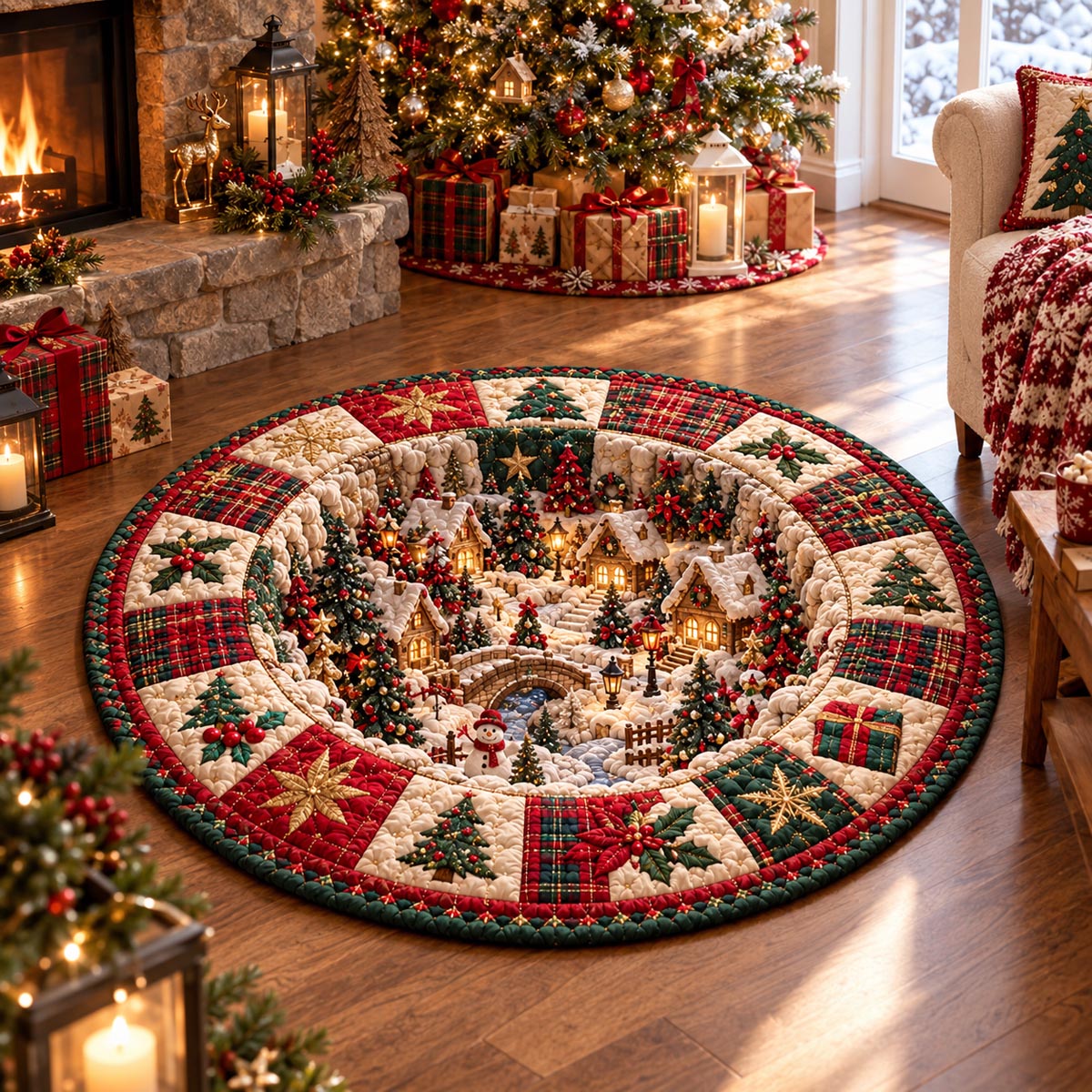 Winter Village Wonderland Quilted Round Mat SN0DV824