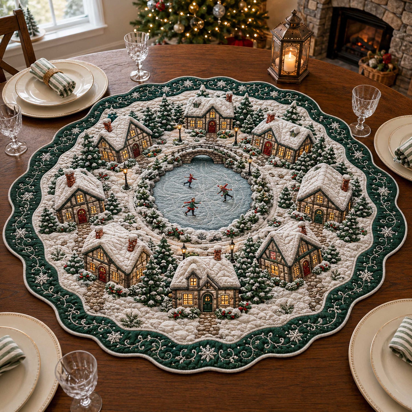 Winter Wonderland Custom Shape Quilted Table Topper SN0TD171