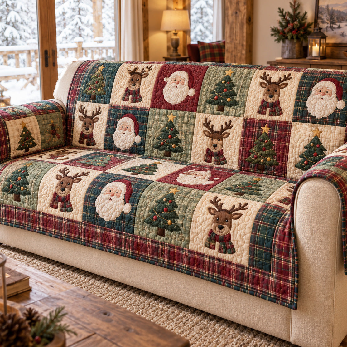 Winter Woodland Cheer Quilted Sofa Cover SN0TV409