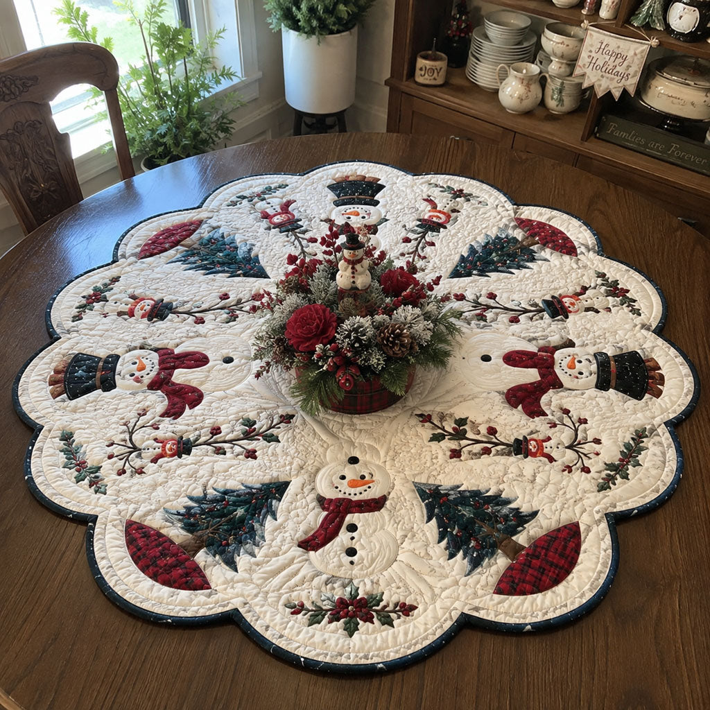 Winter Woodland Retreat Custom Shape Quilted Table Topper SN0PT703