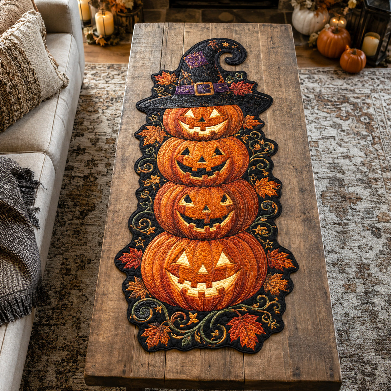 Witching Harvest Custom Shape Quilted Table Runner SN0TV001