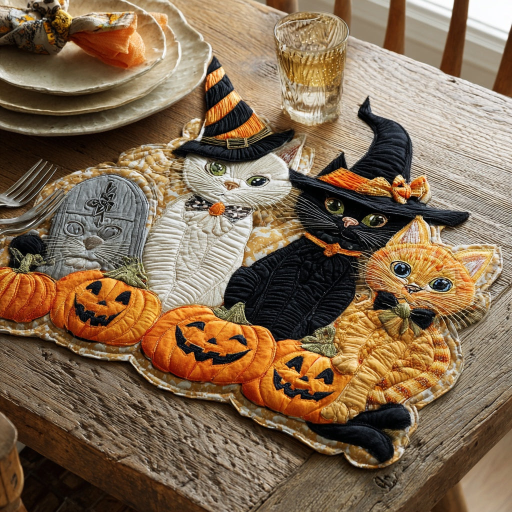 Witchy Cat Trio Custom Shape Quilted Placemat NCU0LV040