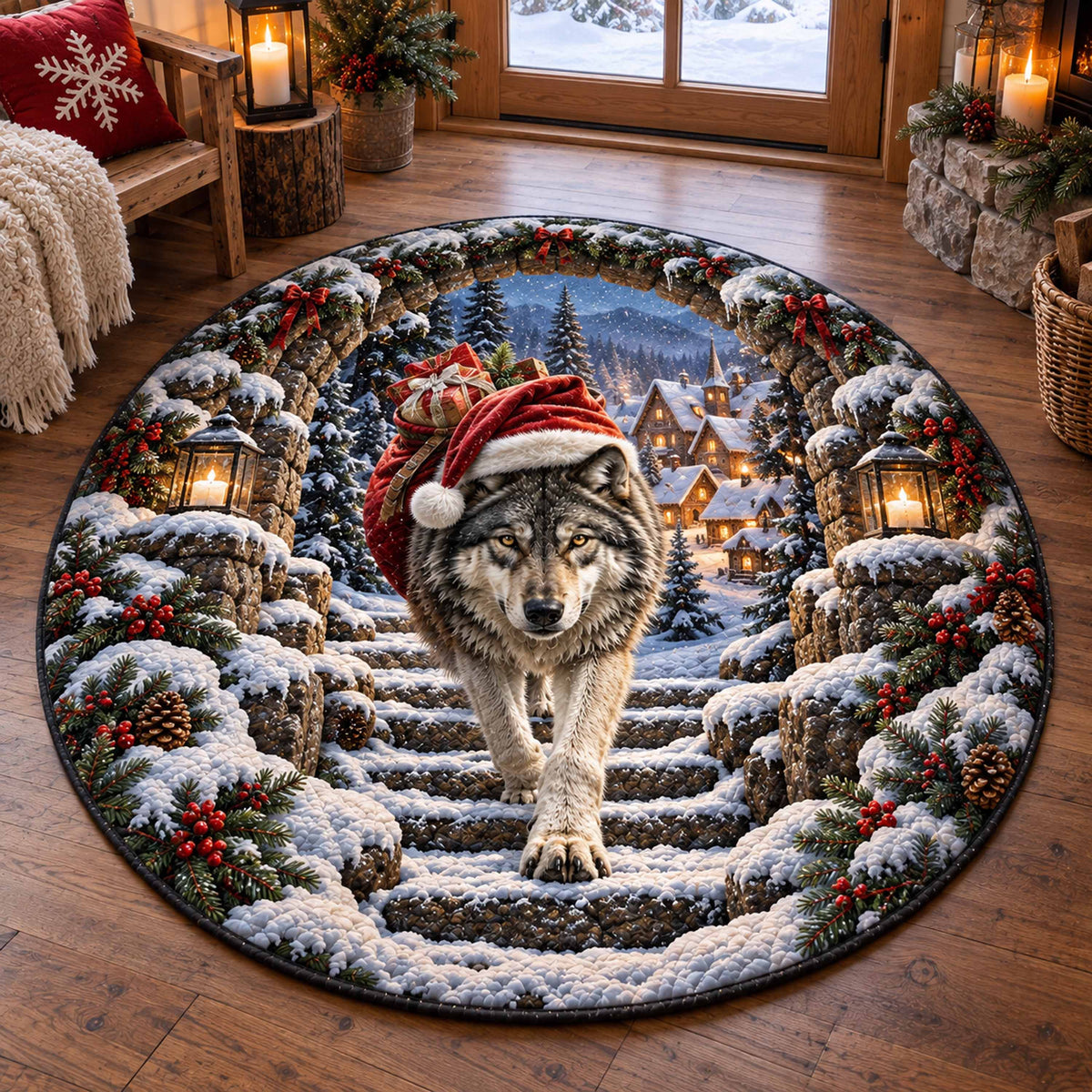 Wolf Haven Quilted Round Mat SN0TD964