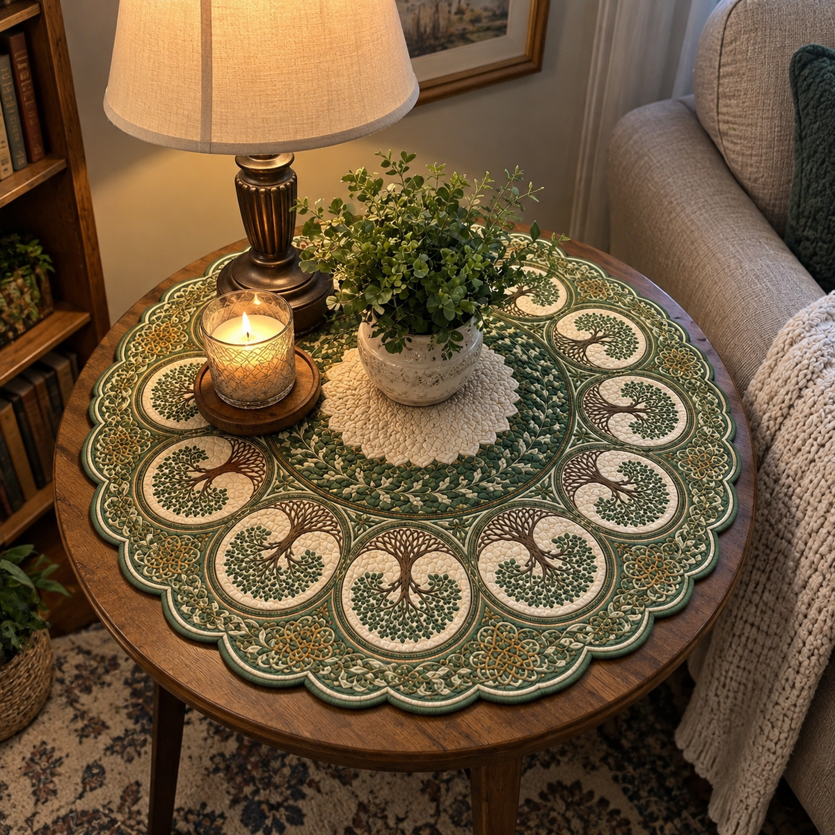 Woodland Harmony Custom Shape Quilted Table Topper SN0TV181
