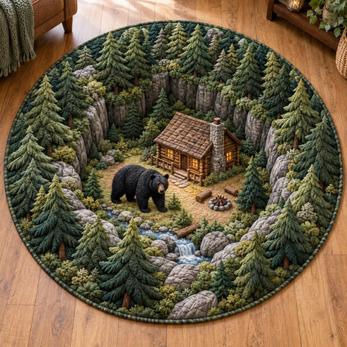 Woodland Bear Haven Quilted Round Mat SN0TV532