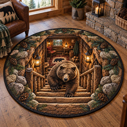 Woodland Bear Quilted Round Mat SN0TD955