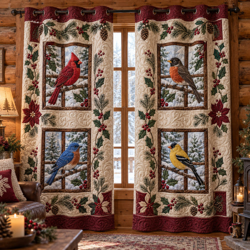 Woodland Birds Quilted Curtains SN0TV741
