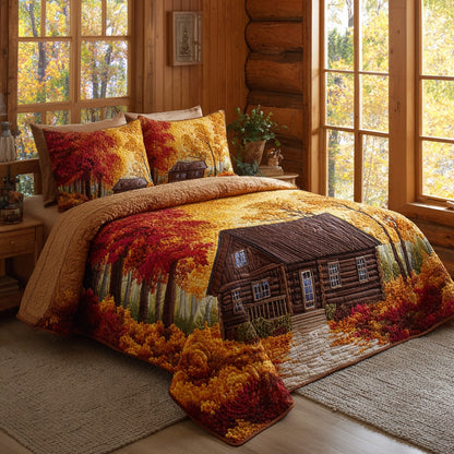 Woodland Cabin 3-Piece Quilted Bedding Set NCU0LV145