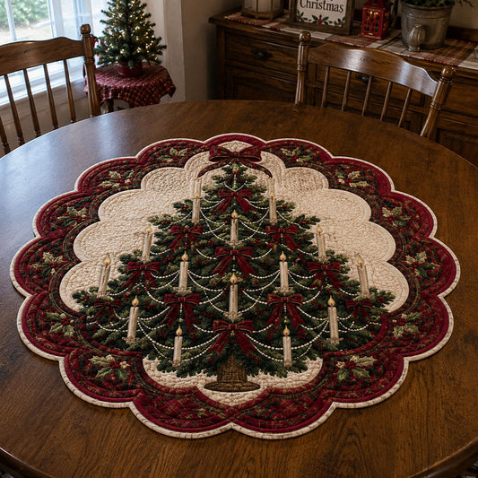 Woodland Christmas Tree Custom Shape Quilted Table Topper SN0PT984