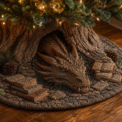 Woodland Dragon Nest Christmas Quilted Tree Skirt SN0DV188