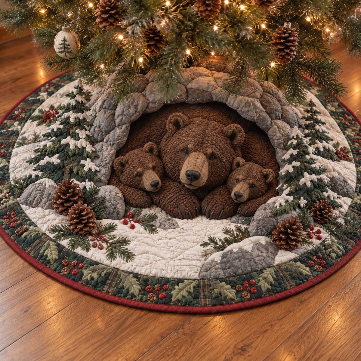Woodland Friends Christmas Quilted Tree Skirt SN0TD624