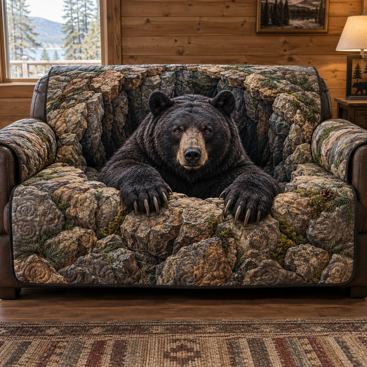 Woodland Guardian Quilted Sofa Cover SN0TV714