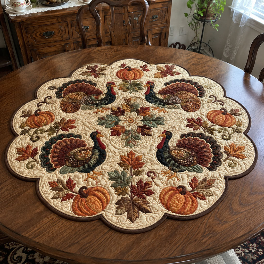 Woodland Harvest Custom Shape Quilted Table Topper SN0PT505