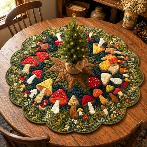Woodland Noel Custom Shape Quilted Table Topper SN0TV102