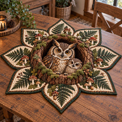 Woodland Owl Custom Shape Quilted Table Topper SN0TD918