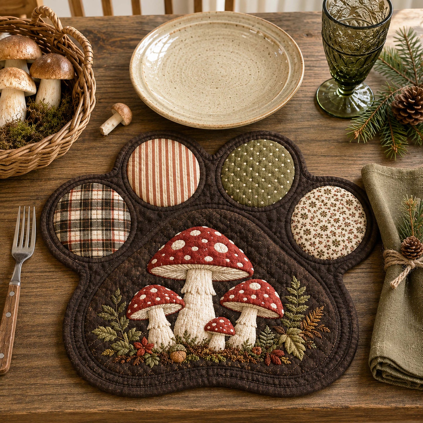 Woodland Paws Custom Shape Quilted Placemat SN0TD055