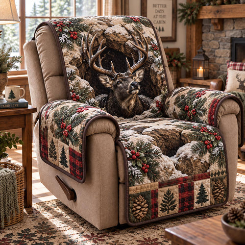 Woodland Stag Christmas Quilted Sofa Cover SN0DV1011