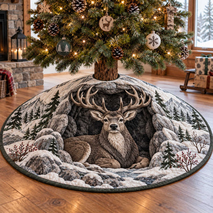 Woodland Stag Christmas Quilted Tree Skirt SN0TD633