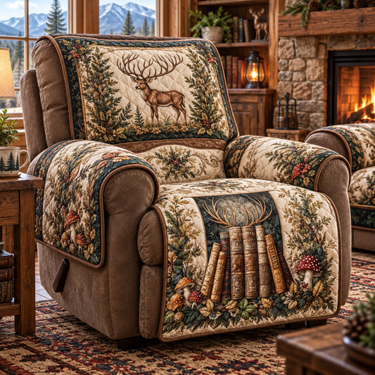 Woodland Stag Library Quilted Sofa Cover SN0PT1442