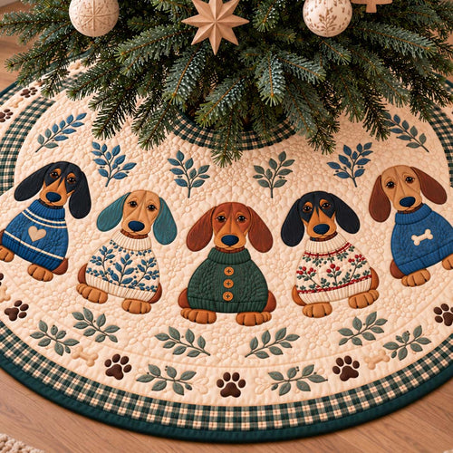 Woodland Sweater Doxies Quilted Tree Skirt SN0HH1096