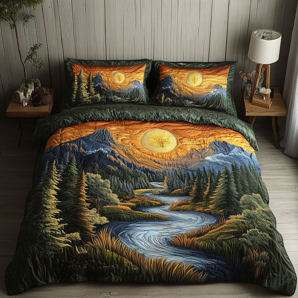 Woodland Wanderlust 3-Piece Quilted Bedding Set NCU0VL2232