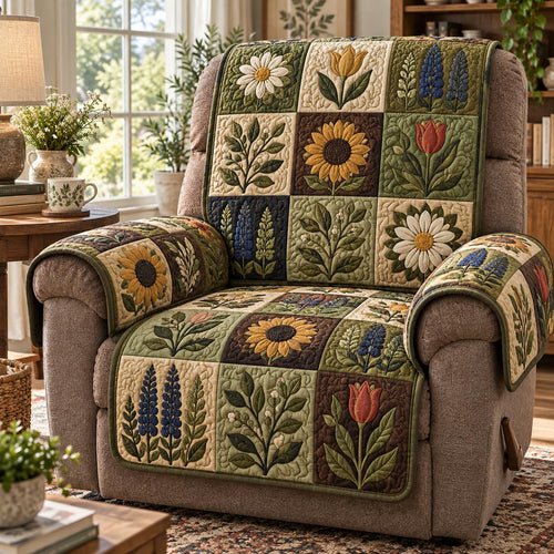 Woodland Wildflower Garden Quilted Sofa Cover SN0DV1079