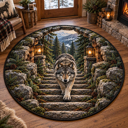 Woodland Wolf Quilted Round Mat SN0TD962