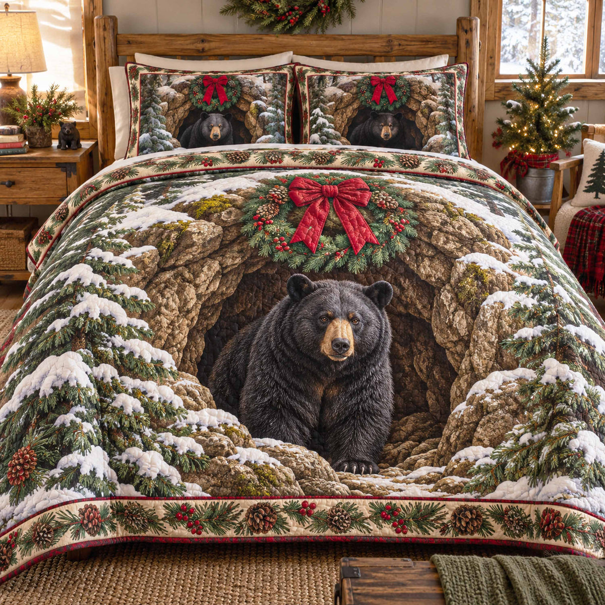 Wreath Cave 3-Piece Quilted Bedding Set SN0TD1058