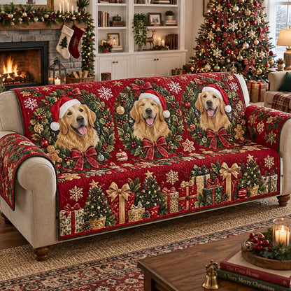 Wreath Golden Trio Quilted Sofa Cover SN0HH0413
