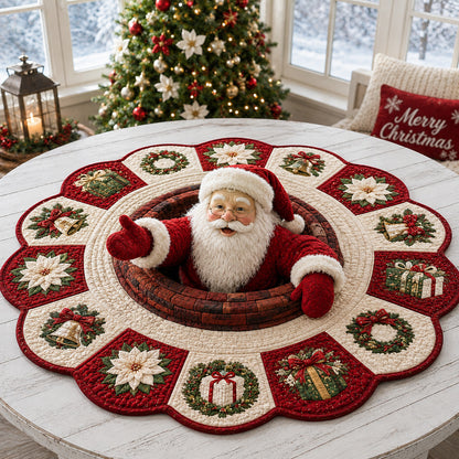 Wreath Santa Claus Custom Shape Quilted Table Topper SN0HH0137