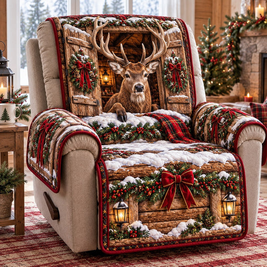 Wreath Stag Recliner Quilted Sofa Cover SN0TD1310