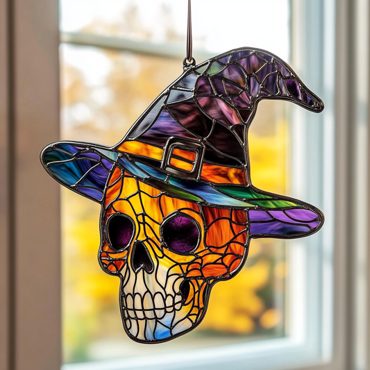 Witch Skull Halloween - Window Hanging Suncatcher NCU0PD032