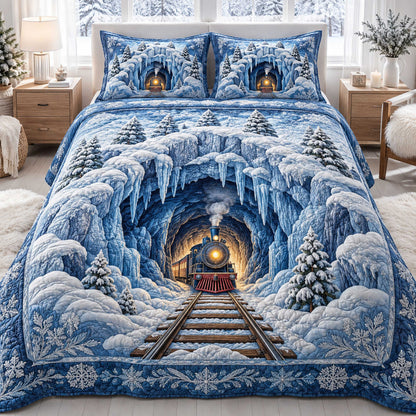 Xmas Train 3-Piece Quilted Bedding Set SN0TD746