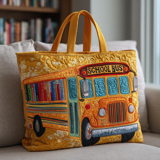 Yellow Bus Quilted Tote Bag NCU0NT9648