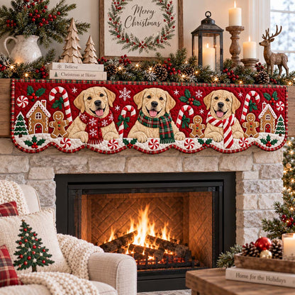 Yellow Labrador Candies Quilted Mantel Scarf SN0HH0768